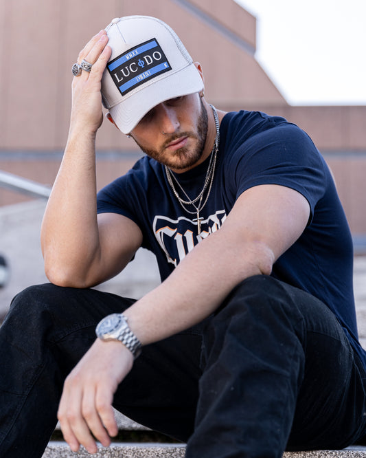 BLUE LUCIDO PATCH TRUCKER HAT
