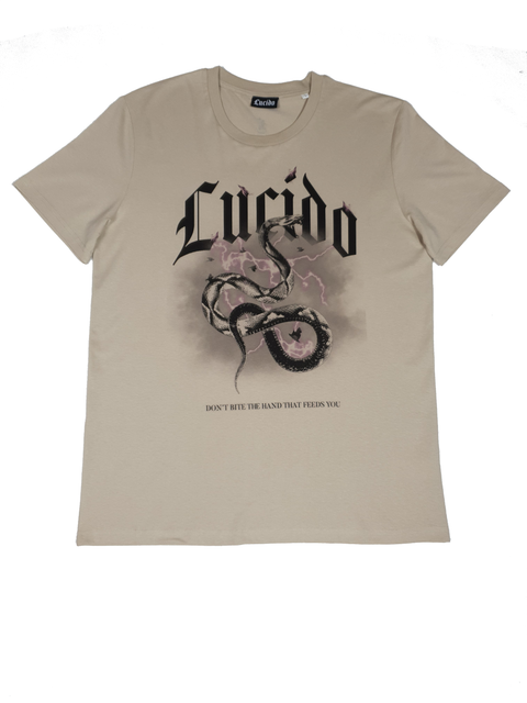  SAND ORGANIC TSHIRT (DONT BITE THE HAND THAT FEEDS YOU) - Lucido Clothing
